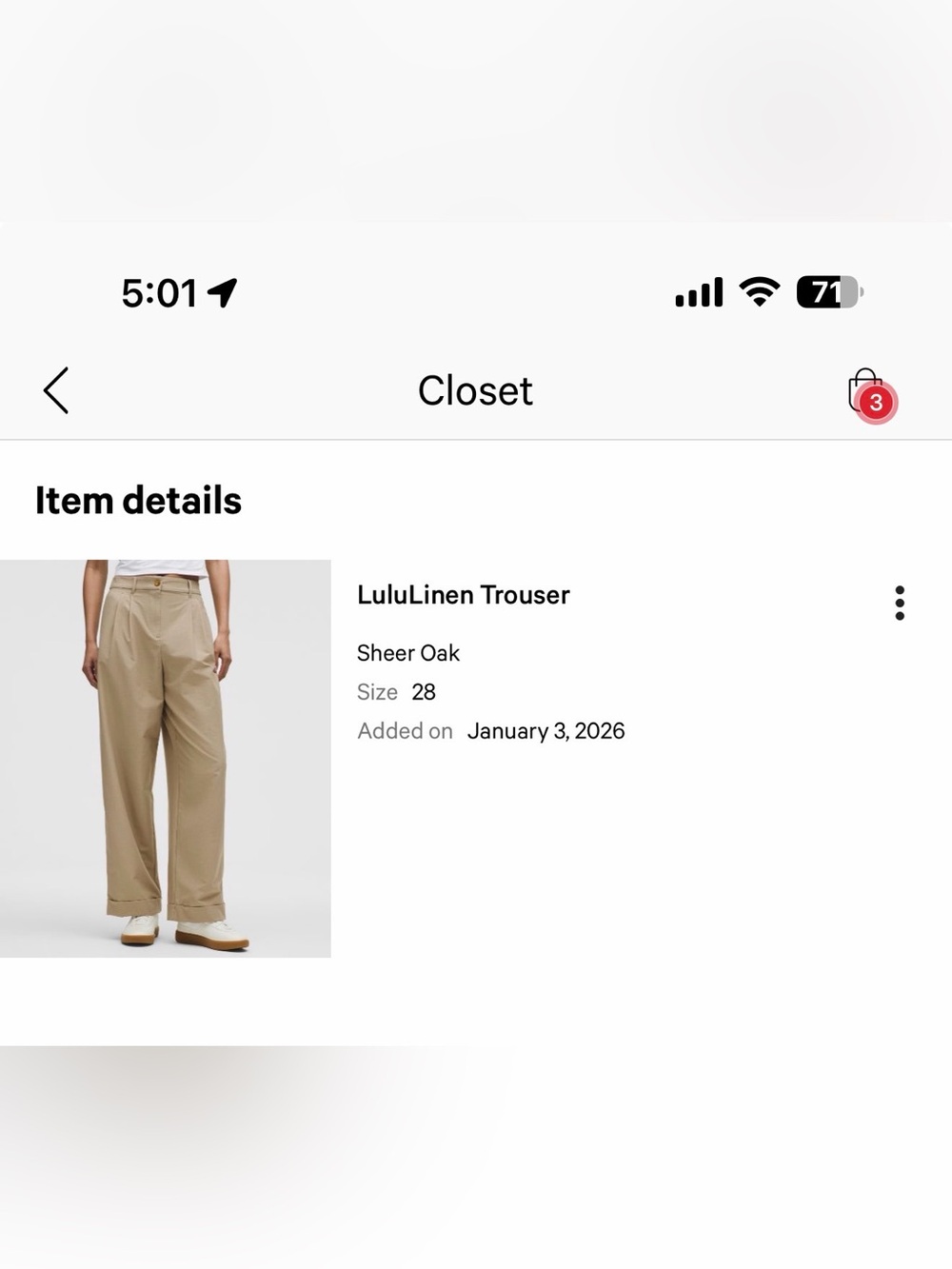 lululemon athletica linen trouser in Sheer Oak Tan